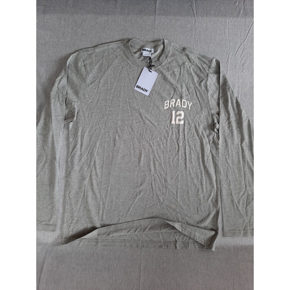 Brady 12 Men Large Art Logo Arched LongSleeve Tee BCI Recycle Cotton HeatherGray